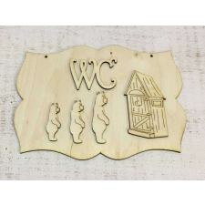  Natúr fa - &quot;WC&quot; tábla 19cm dekorációs kellék