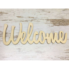  Natúr fa - &quot;Welcome&quot; felirat 24,5cm dekorációs kellék
