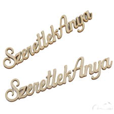  Natúr fa Szeretlek anya felirat 15cm 2db-os dekorációs kellék