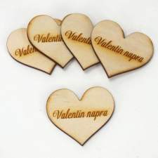Natúr fa - Szív "Valentin napra" 4cm 5db/cs dekorációs kellék