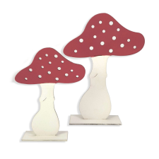  Natúr fa - Talpas gombák 2db/cs fehér-piros dekorációs kellék
