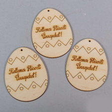  Natúr fa Tojás Kellemes Húsvéti Ünnepeket gravírozással 8cm 3db-os dekorációs kellék