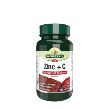 Natures Aid Cink+C-vitamin szopogató tabletta borsmenta ízzel (30 Szopogató Tabletta) vitamin és táplálékkiegészítő