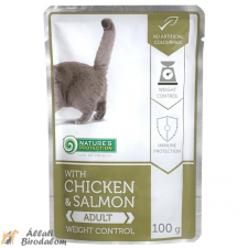 Natures Protection Alutasakos Adult Cat Weight Control Chicken amp;salmon 100g macskaeledel