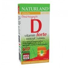 Naturland d-vitamin forte tabletta 60 db vitamin és táplálékkiegészítő
