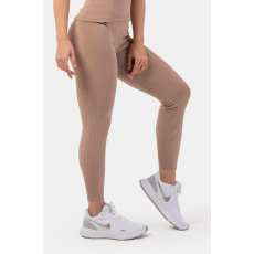 NEBBIA biopamut bordázott, magas derekú leggings barna S