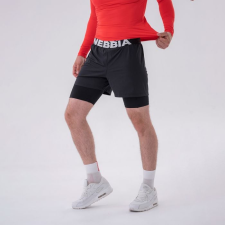 NEBBIA Men‘s Shorts Double-Layer Black M férfi rövidnadrág