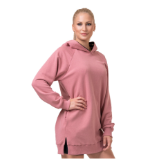 NEBBIA Női, hosszú, kapucnis melegítőfelső Nebbia Everyday Hero 580 Old Rose XS