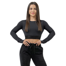 NEBBIA Női hosszú ujjú crop top Nebbia INTENSE Perform 839 fekete S
