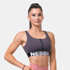 NEBBIA Sports bra Smart Zip Marron - NEBBIA