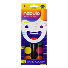 Nebulo 28 mm-es 12db-os vízfesték készlet (NEBULÓ_NVF-28-12) ecset, festék