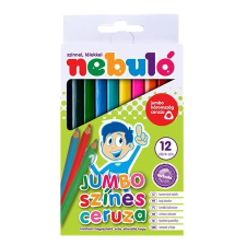 Nebulo Színes ceruza készlet, háromszögletű,  jumbo, NEBULÓ, 12 különböző szín színes ceruza