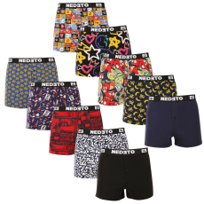Nedeto 10PACK férfi bő szárú boxeralsó Nedeto többszínű (10NGV01) XXL