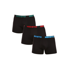 Nedeto 3PACK Férfi boxeralsó Nedeto fekete (3NB003b) 5XL