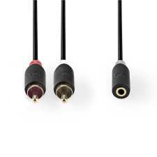 Nedis CABW22255AT02 2x RCA apa - 3.5mm Jack anya kábel 0.2m - Fekete kábel és adapter