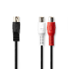 Nedis CAGL20250BK02 Din-5 apa - 2x RCA anya Kábel (0.2m) (CAGL20250BK02)