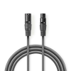 Nedis COTG15010GY150 egyensúlyozott XLR audiokábel XLR 3 csatlakozó -> XLR 3 aljzat  15 m szürke (COTG15010GY150)
