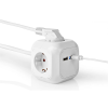 Nedis EXSOC415UFWT Elosztó 4 aljzat 2x USB 1.5m fehér