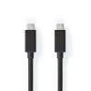 Nedis USB-C apa - USB-C apa töltő/adat kábel - Fekete (1m)