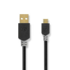 Nedis USB kábel | USB 2.0 | USB-A Dugasz | USB Micro-B Dugasz | 480 Mbps | Aranyozott | 2.00 m | Kerek | PVC | Antracit | Doboz