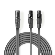 Nedis XLR 3-Tűs Dugasz, XLR 3-Pin Aljzat x2, PVC, nikkelezett, szimmetrikus audió kábel 1.5m, sötét szürke (COTH15025GY15) (COTH15025GY15) kábel és adapter