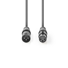 Nedis XLR - XLR Egyensúlyozott audiokábel 10m (XLR apa - XLR anya) Szürke kábel és adapter