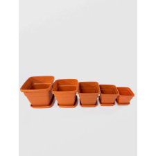  Négyzet alakú edény tálcával, STERK, 28x21 cm, barna műanyag kerti tárolás