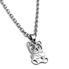  Nemesacél Pandás medál lánccal, ezüst színű nyaklánc