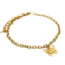  Nemesacél pillangós rozsdamentes acél karkötő, arany színű karkötő