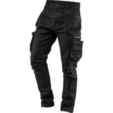 Neo 81-233-XXXL Munkanadrág, Farmer, Denim, Fekete, Cipzáros Oldalzsebekkel, 98% Pamut, 410 g/m2, XXXL (81-233-XXXL)