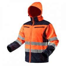 Neo láthatósági munkadzseki, softshell, kapucnival, narancssárga, L láthatósági ruházat