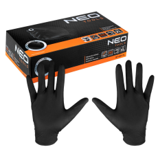 Neo Munkakesztyű, perforált nitril, fekete, 100db, XL