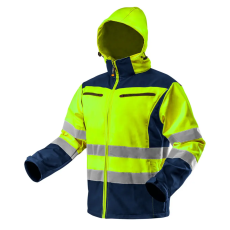 Neo Tools 81-700-XXXL Láthatósági Softshell Munkavédelmi kabát, kapucnival, sárga, XXXL