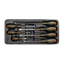 Neo Tools 84-231 Csavarhúzó készlet lapos 7db műhelykocsitálcával (Neo Tools 84-231) csavarhúzó