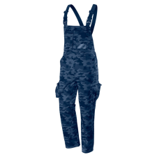 Neo Tools Kantáros munkanadrág tengerészkék terepmintás, Camo, Navy, 60% pamut + 40% poliészter, munkaruha