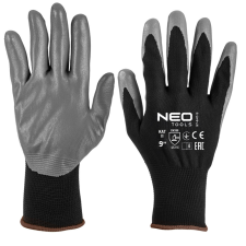 Neo Tools Munkakesztyű, nitril bevonatú poliészter, 4131X, 9, Rendelési egység: 12db védőkesztyű