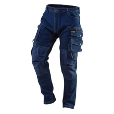 Neo Tools Munkanadrág, farmer, DENIM, 98% pamut, térdvédő betét zsebbel, gombos oldalzsebekkel, 255 g/m2, XXL (81-228-XXL)