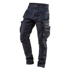 Neo Tools Munkanadrág, farmer, DENIM, cipzáros oldalzsebekkel, 98% pamut, 410 g/m2, XS (81-229-XS)
