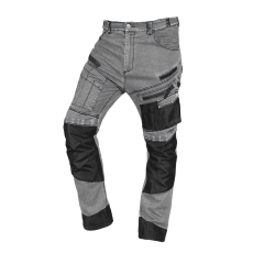Neo Tools Neo farmer munkásnadrág, Denim, 82% pamut, Oxford szövet, térdvédő betét, cippzáras zsebek, szürke-fekete, L