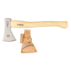 Neo Tools Túlélő balta bőr tokkal, 400g, kovácsolt szénacél C55, Kőrisfa nyél, polírozott penge (63-119)