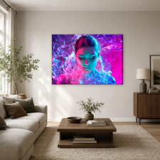  Neon fólia portré rózsaszín-kék fényben vászonkép dekoráció