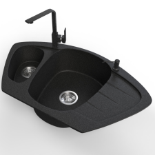 Nero Gránit mosogató NERO Compact + Design csaptelep + adagoló (fekete) mosogatótálca