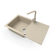 Nero Gránit mosogató NERO Gold + Design csaptelep + dugókiemelő (bézs) csaptelep