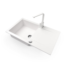 Nero Gránit mosogató NERO Gold + Design csaptelep + dugókiemelő (fehér) csaptelep