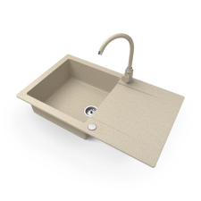 Nero Gránit mosogató NERO Gold + magasított csaptelep (bézs) mosogatótálca
