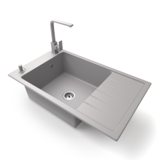 Nero Gránit mosogató NERO Grande + Design csaptelep + adagoló (szürke) csaptelep