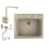 Nero Gránit mosogató NERO Italia + Design csaptelep + dugóemelő (bézs)