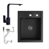 Nero Gránit Mosogató NERO Parma + Design csaptelep + dugókiemelő + szifon (fekete)