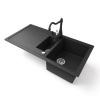 Nero Gránit mosogató - Nero Solarys + Vintage csaptelep + adagoló + dugókiemelő (fekete)