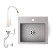 Nero Gránit mosogató NERO Uno + Inox-Line-3 csaptelep (szürke) csaptelep